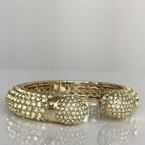 Fabulous Joan Boyce pave hinged cuff bracelet in golden yellow shade (S/M)